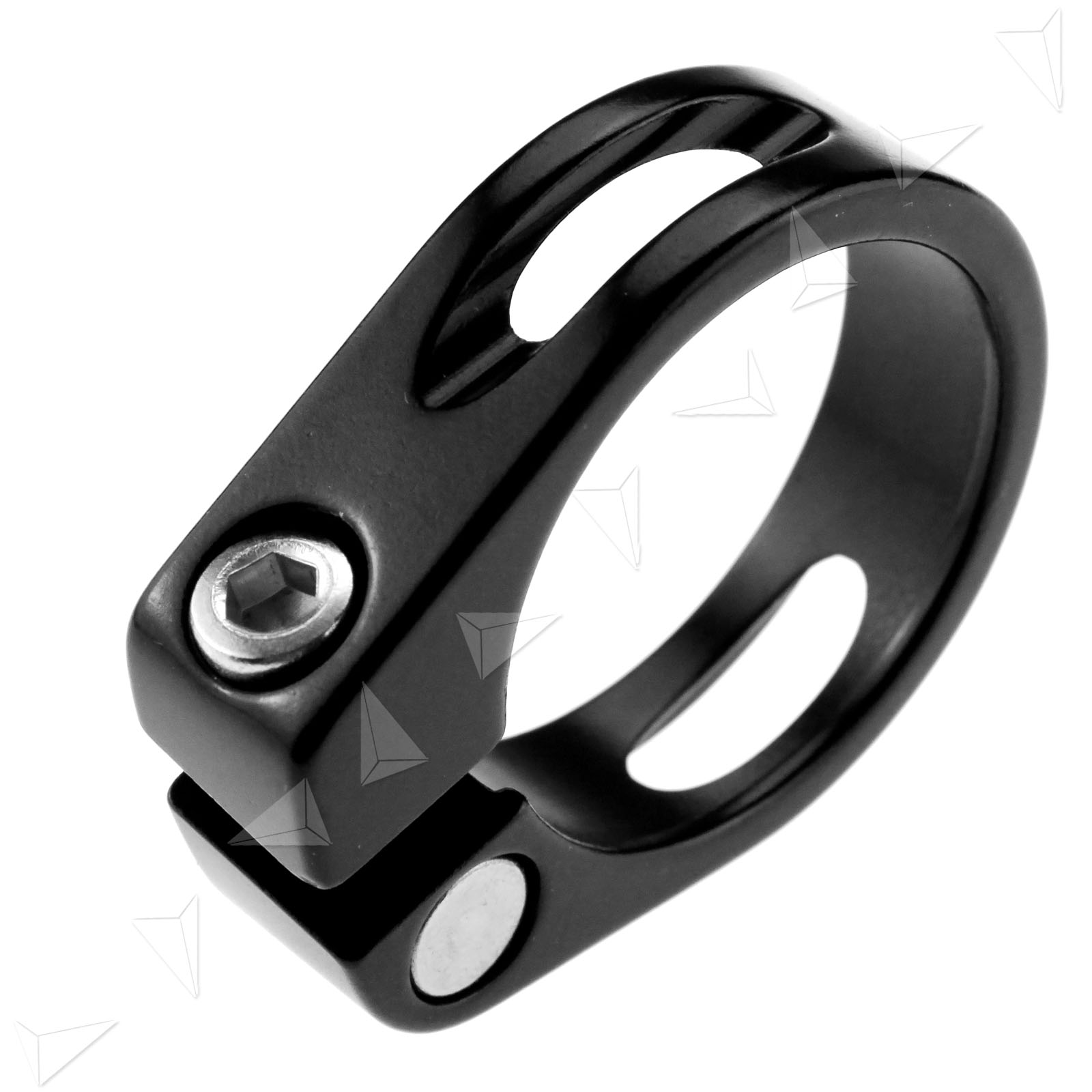 Black Bike Seatpost Clamp MTB Seat Post Lock Fastened Clamp Aluminium ...