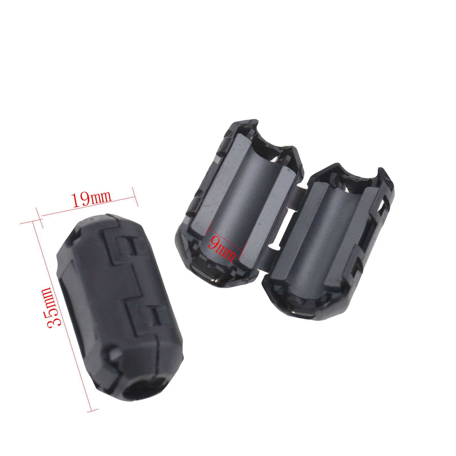 CLIP-ON FERRITE RING Core RFI EMI Noise Suppressor Cable Clip For 9 mm ...