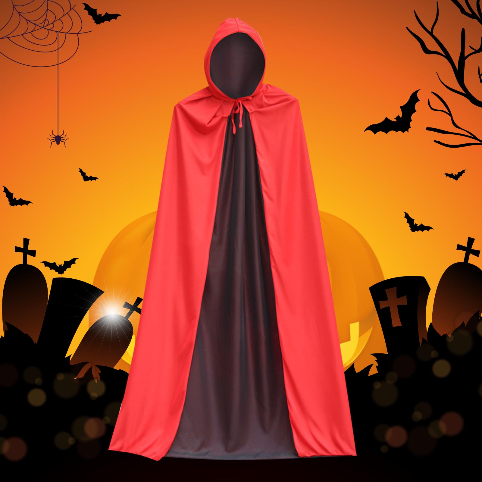 Cloak Party Vampires Cape Cosplay Costumes Black And Red Halloween Cape For Women Men Unisex Adult