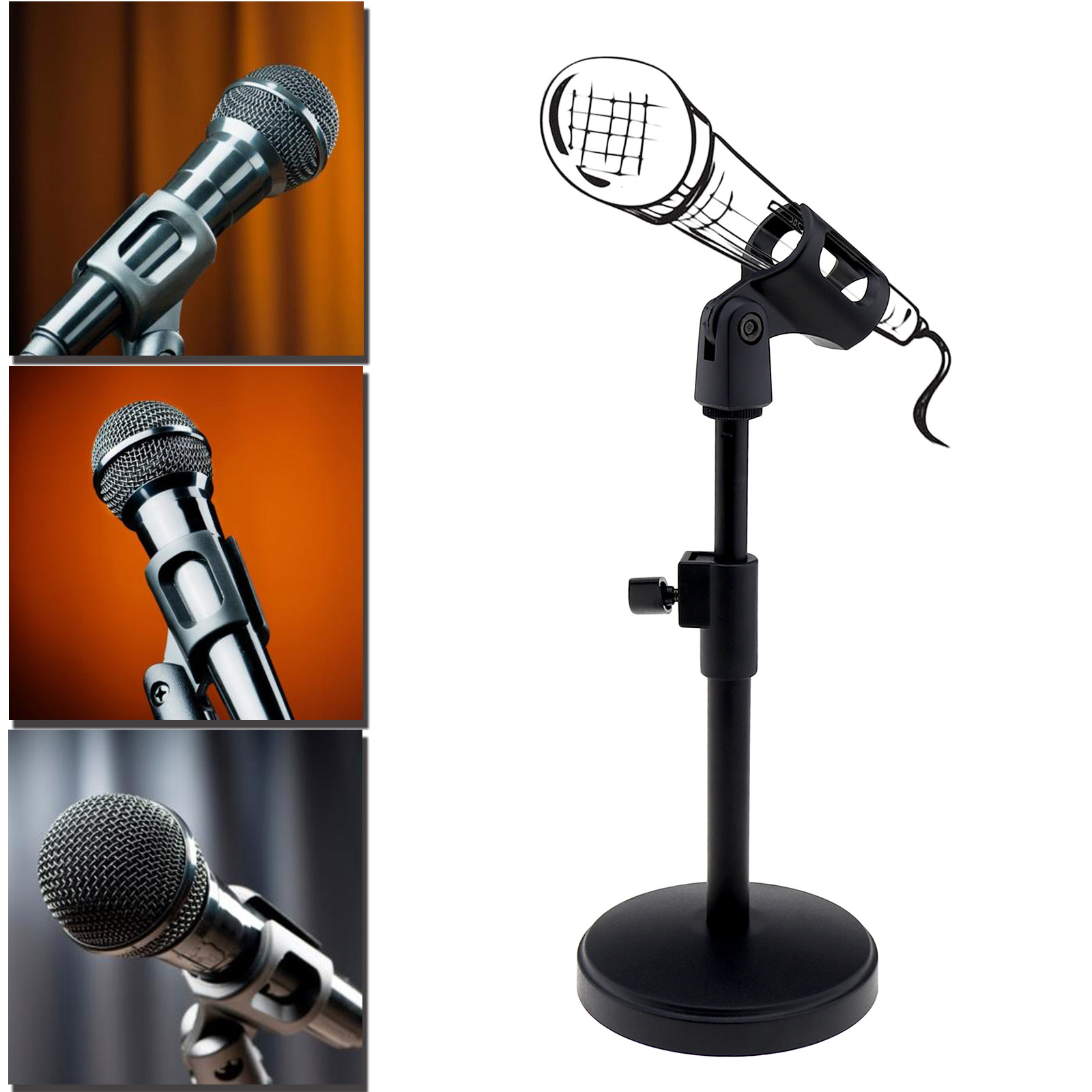 Portable Desktop Microphone Stand Mic Holder Clip For Meeting Room ...