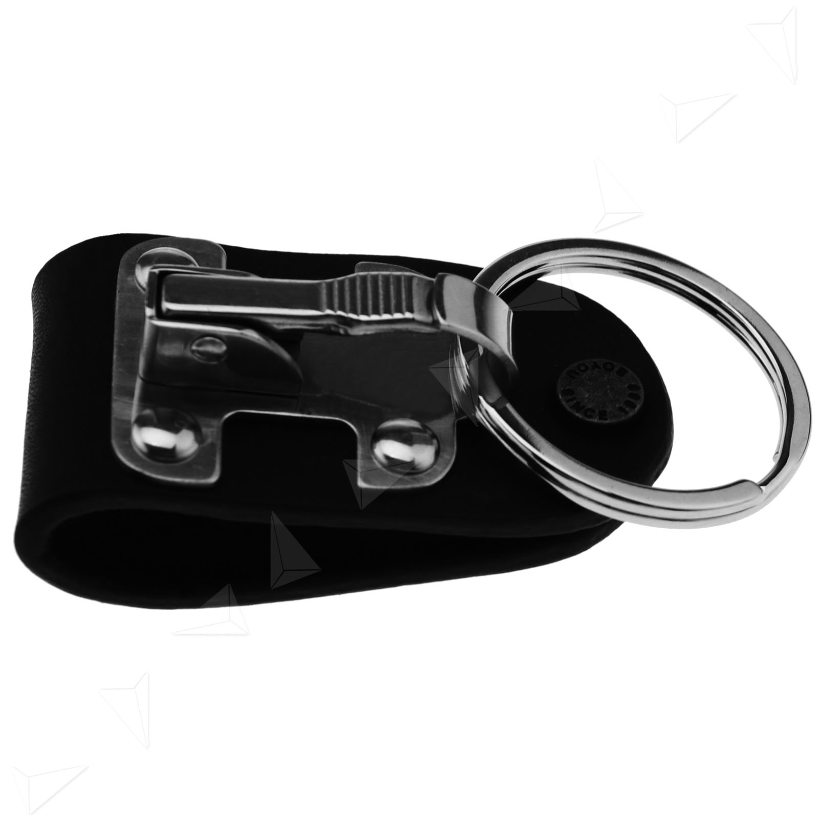 Stainless Steel Black Leather Detachable Key Chain Belt Clip Ring ...