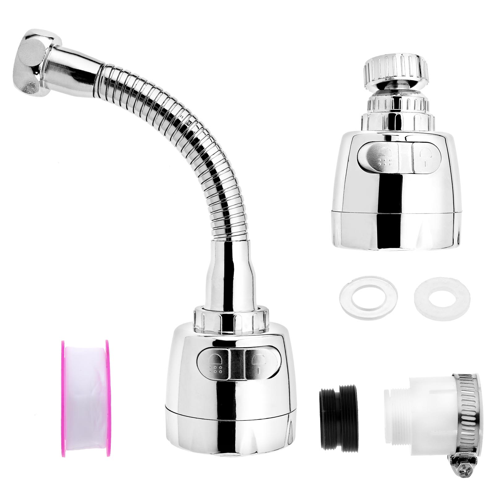 6Pcs Flexible Faucet Sprayer Extender Extension Diffuser Tap Kitchen