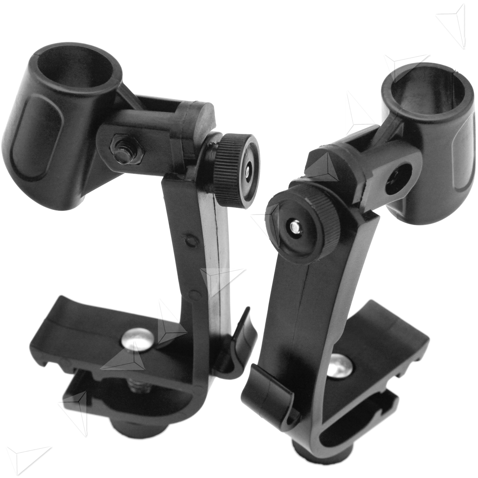 Pair of Black Drum Microphone Clips Mount Kit Clamp Holder Snare Groove