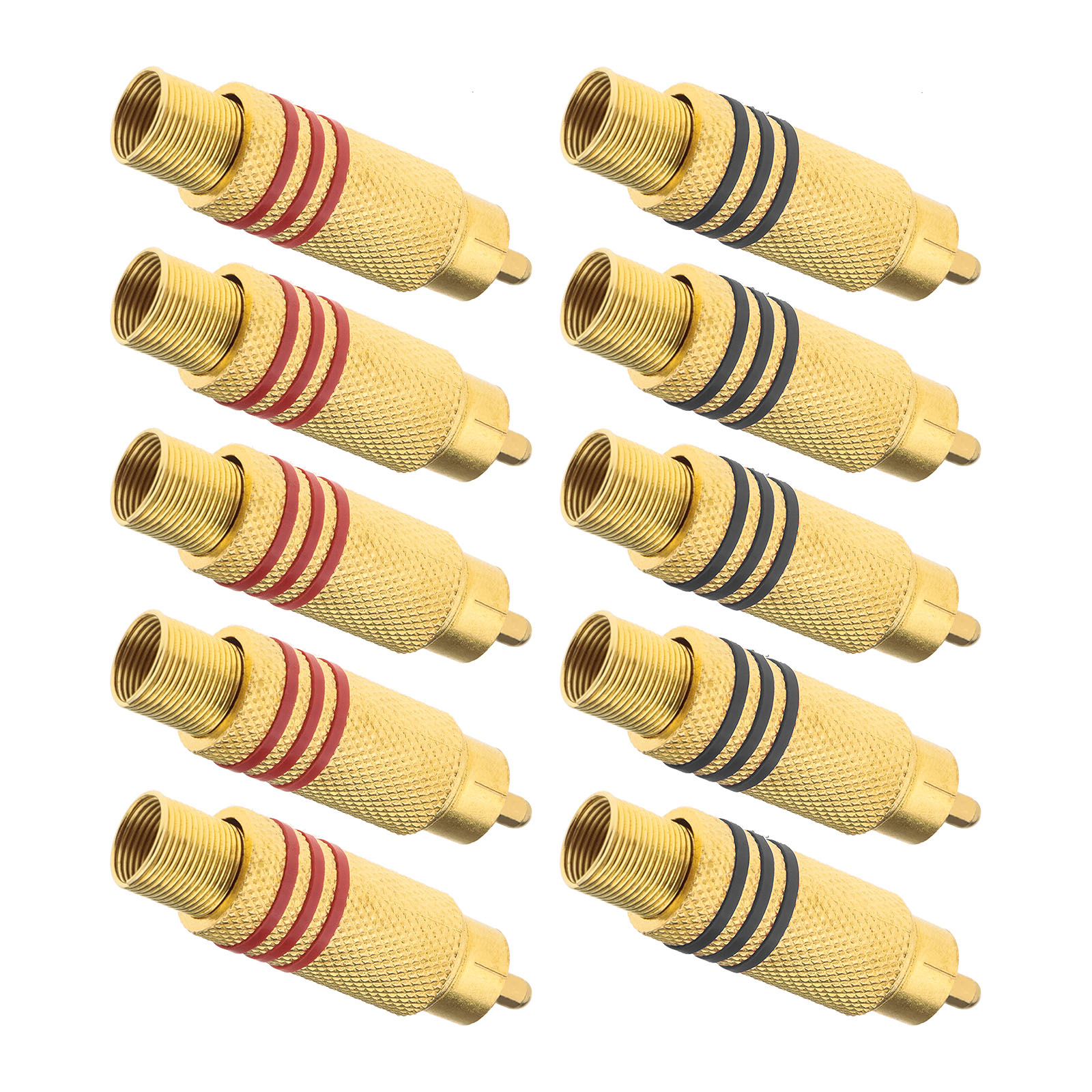 10pcs Rca Male Connector Plug Adapter Audio Video Phono Gold Plated