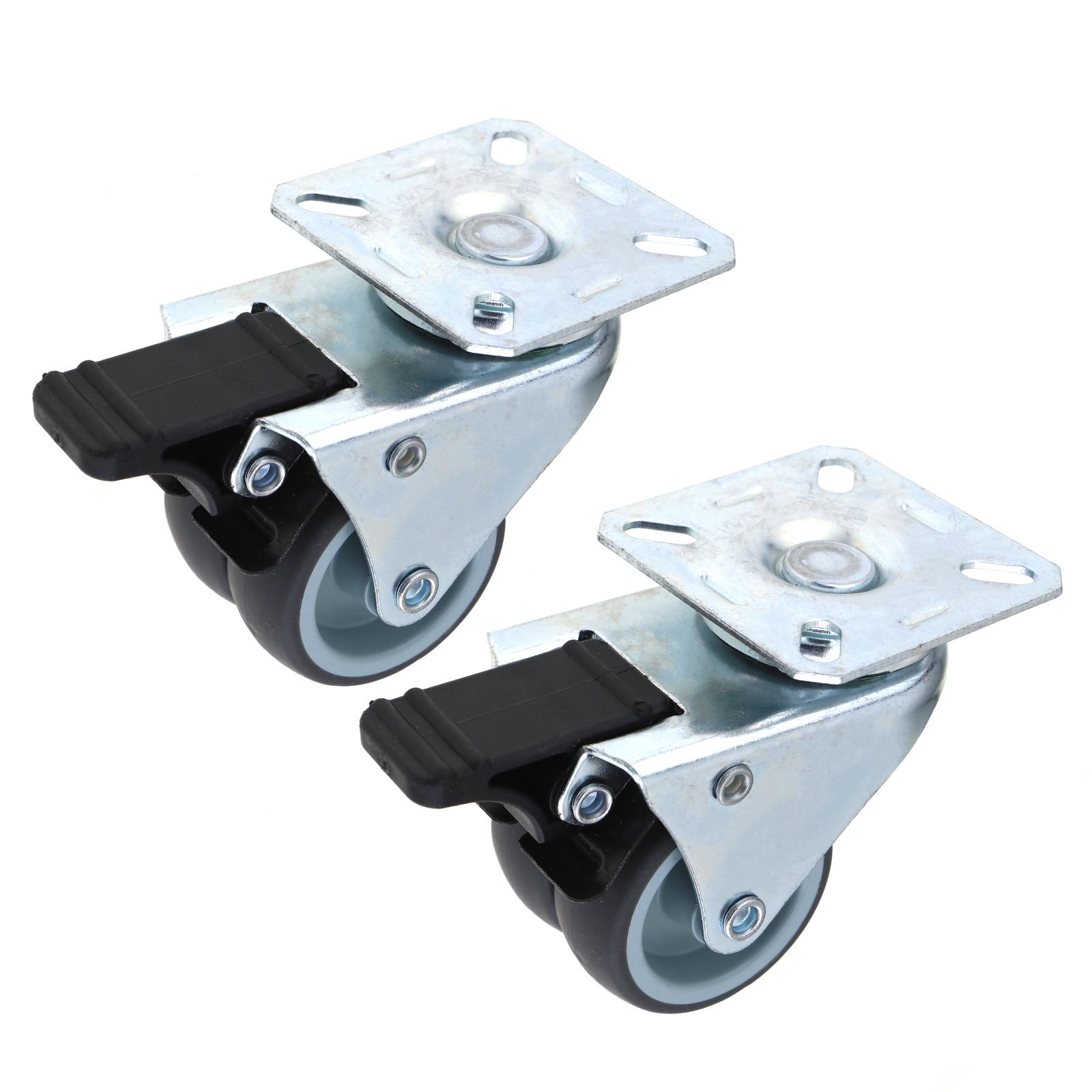 2x 50mm TWIN BRAKE CASTORS HEAVY DUTY HOLDS 200Kg Double 2