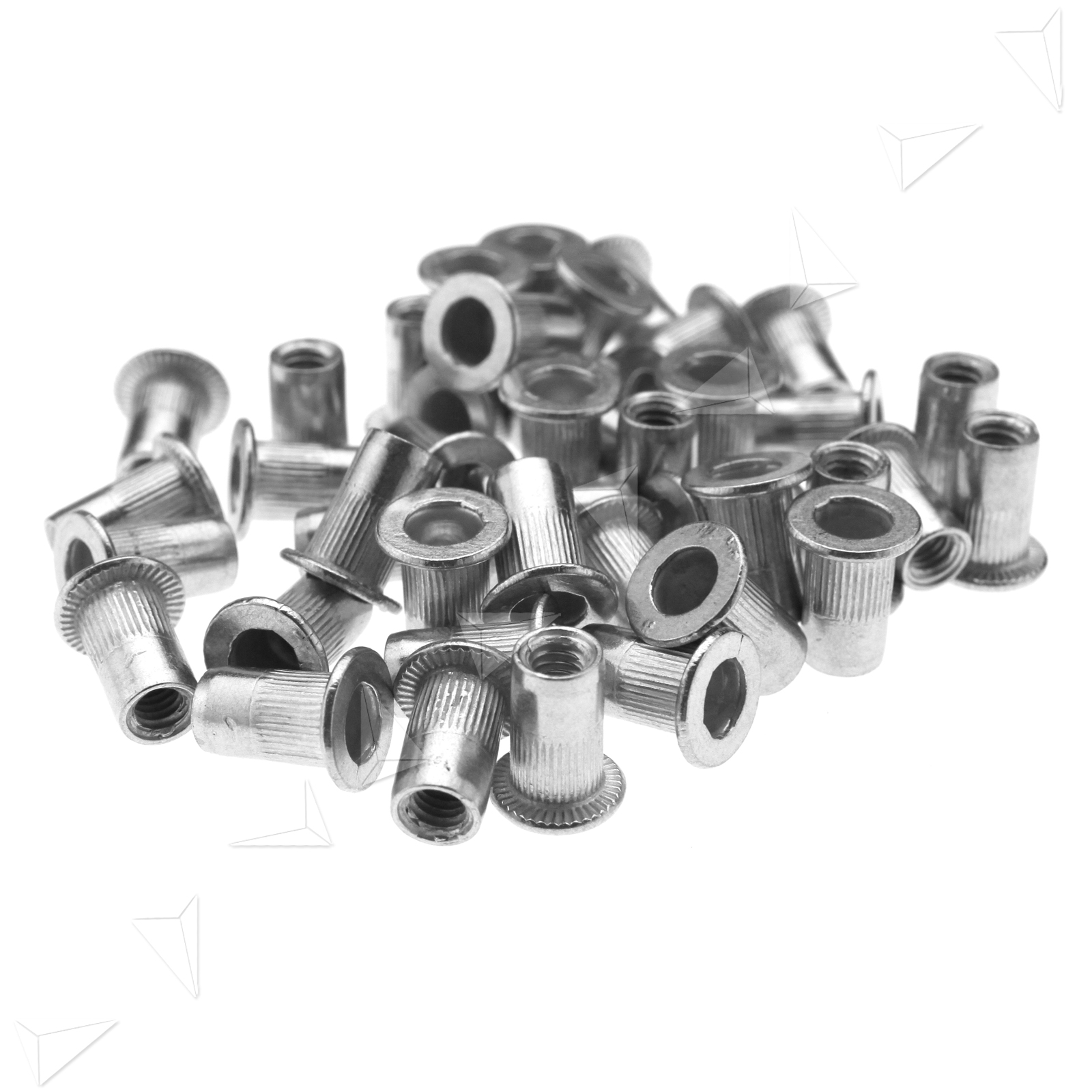 50 x M4 Aluminum Grooved Serrated Knurled Large Head Rivnuts Rivet Nuts ...