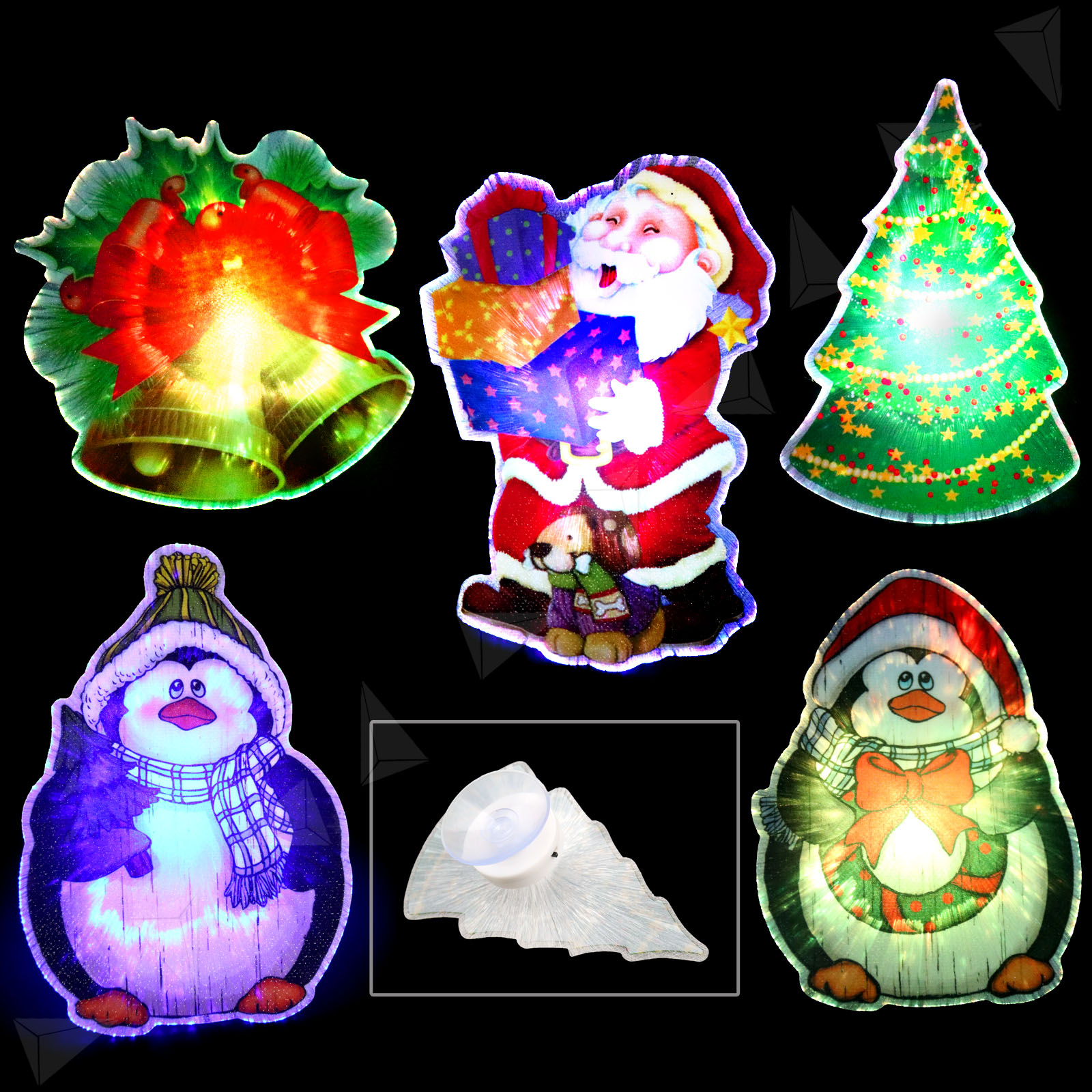 5Pcs LED Light Up Merry Christmas Window Silhouette Home