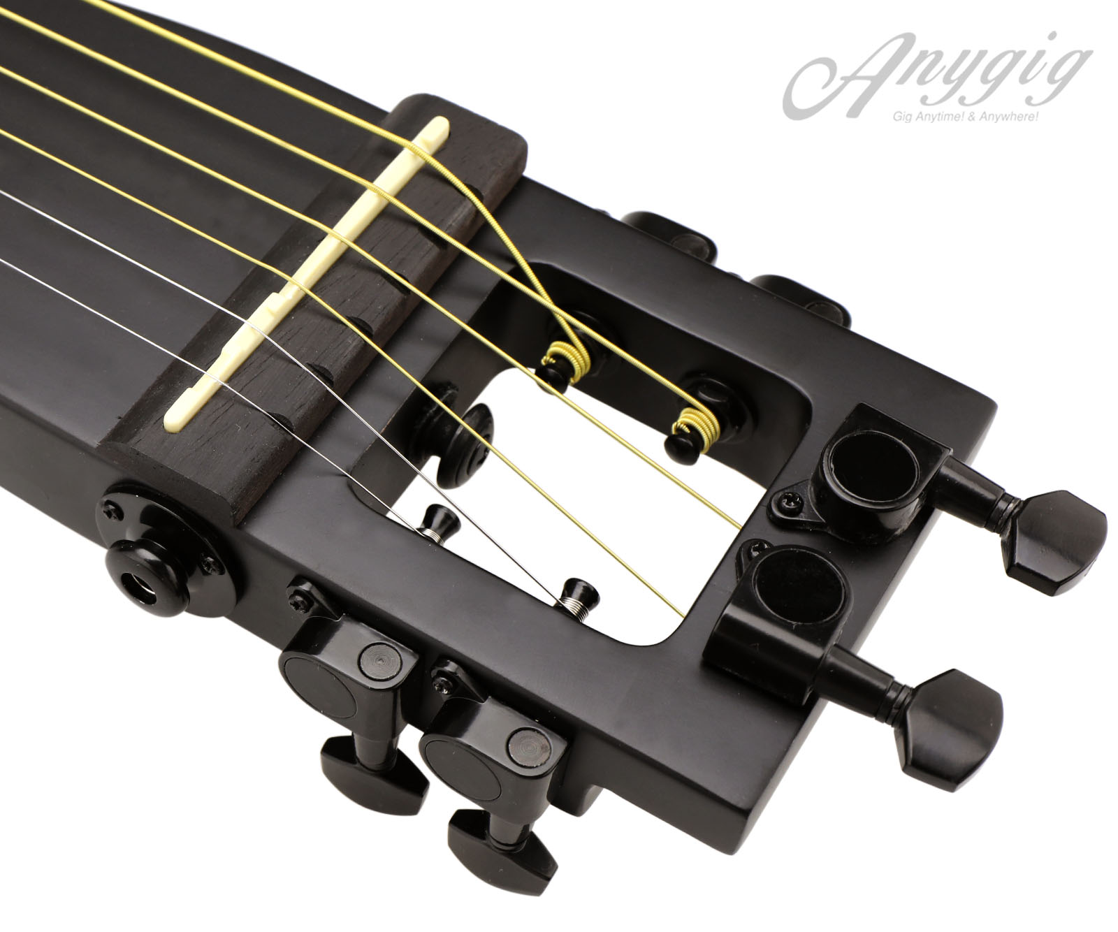 Anygig AGS Full Length 6 String Left Hand Travel Protable Guitar Black ...