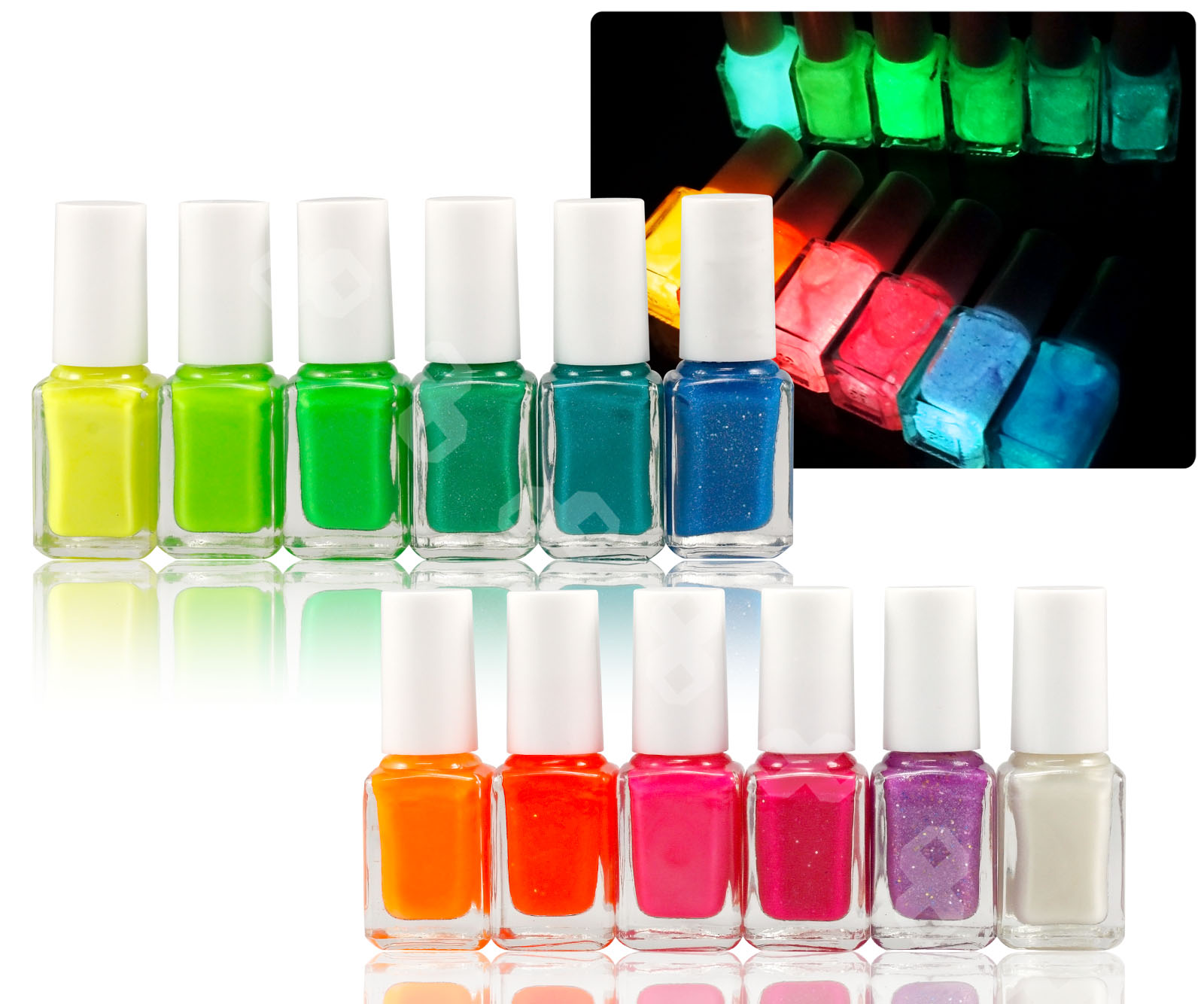 12 Colors 7ml Fluorescent Neon Nail Art Polish Glow in Dark Party ...