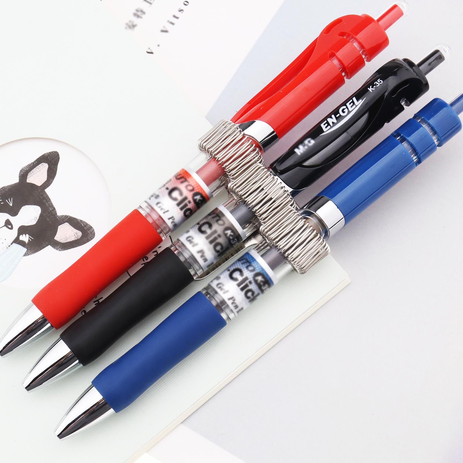 10pcs Single Double Treble Spring Pen Holder Clip For Notebook 