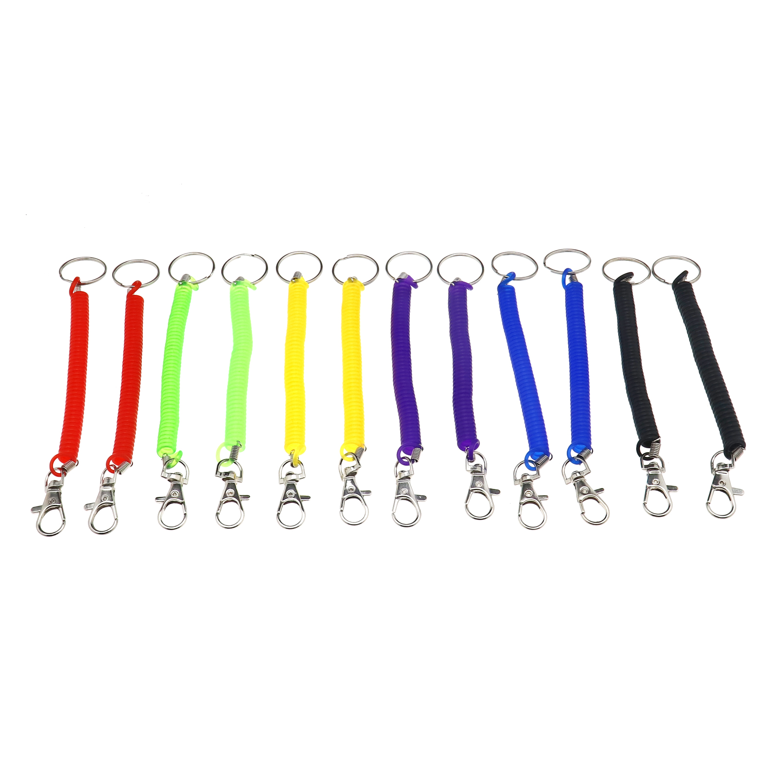 Durable Plastic Metal Clip Style Spring Key Chain Keyring 12PCS Key ...