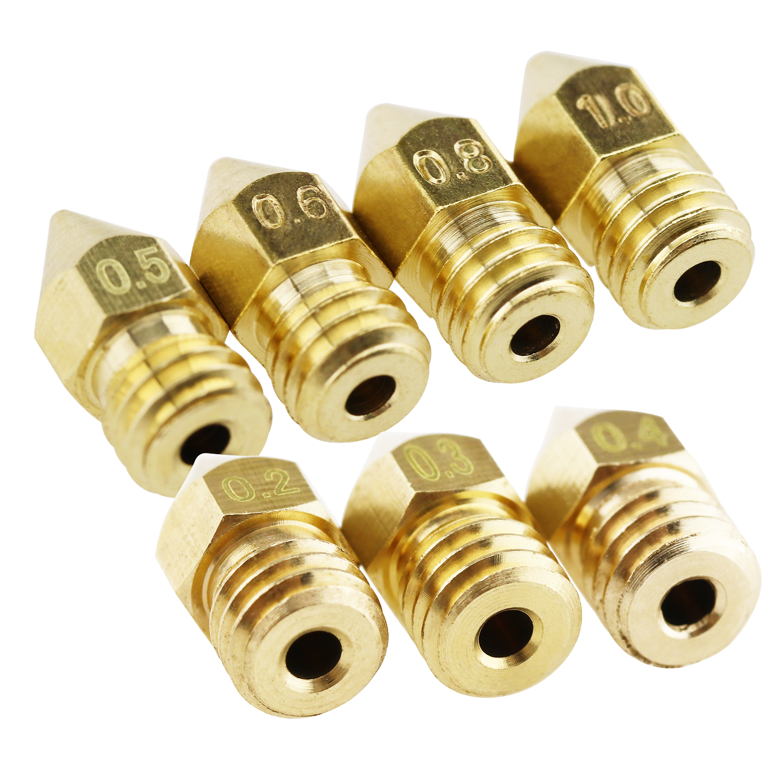 0.2mm-1.0mm Brass Nozzle Print Head For MK8 Extruder 1.75mm Filament 3D ...