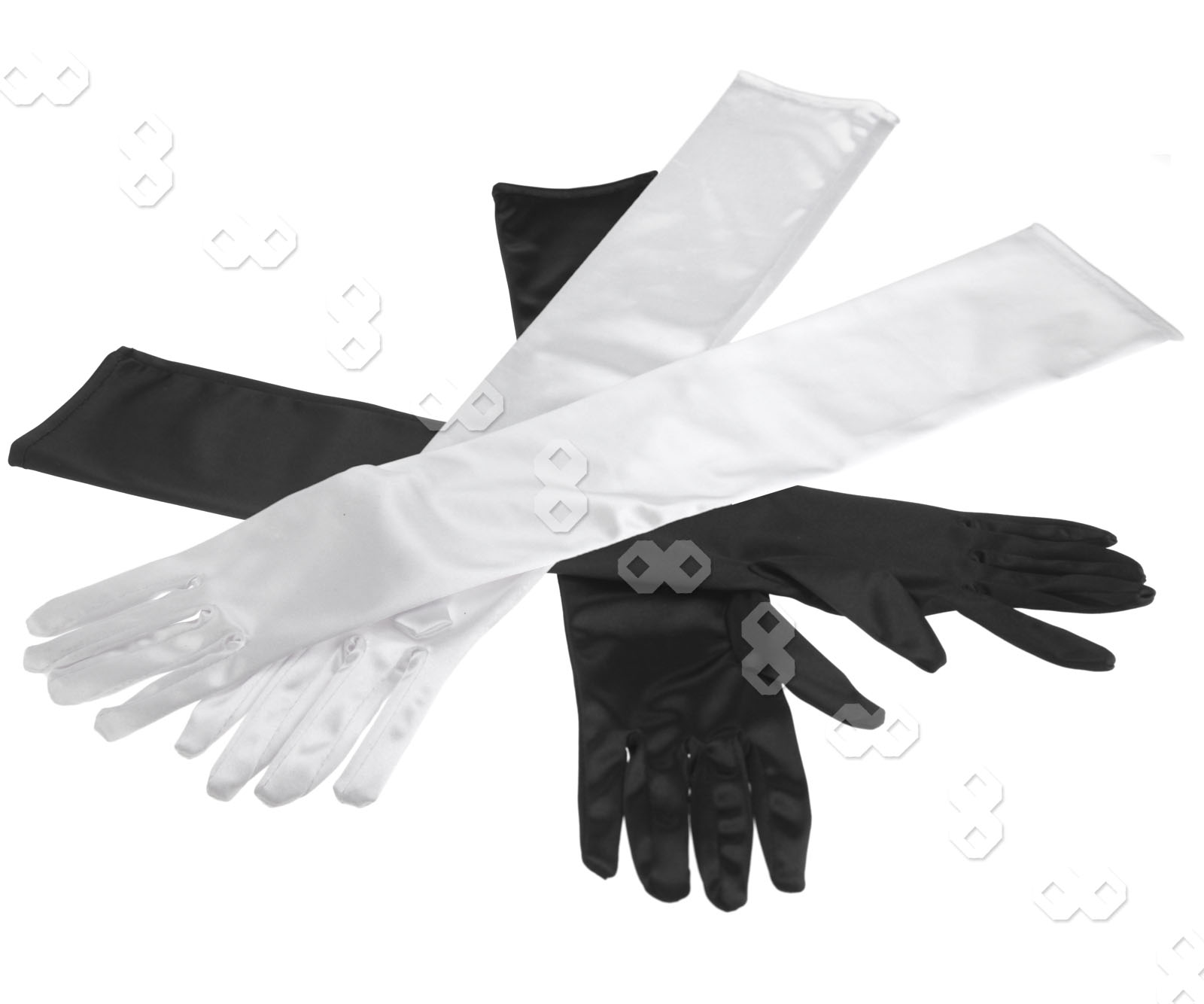 white satin elbow length gloves