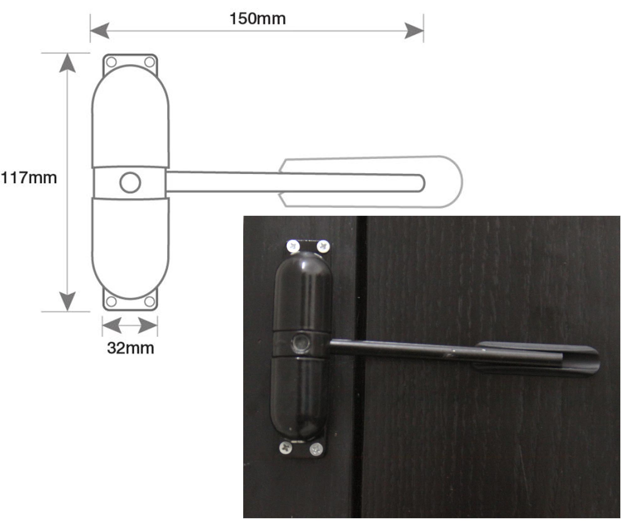 Details About Elastic Door Closer Fire Rated Spring Loaded Auto Closing Surface Mount