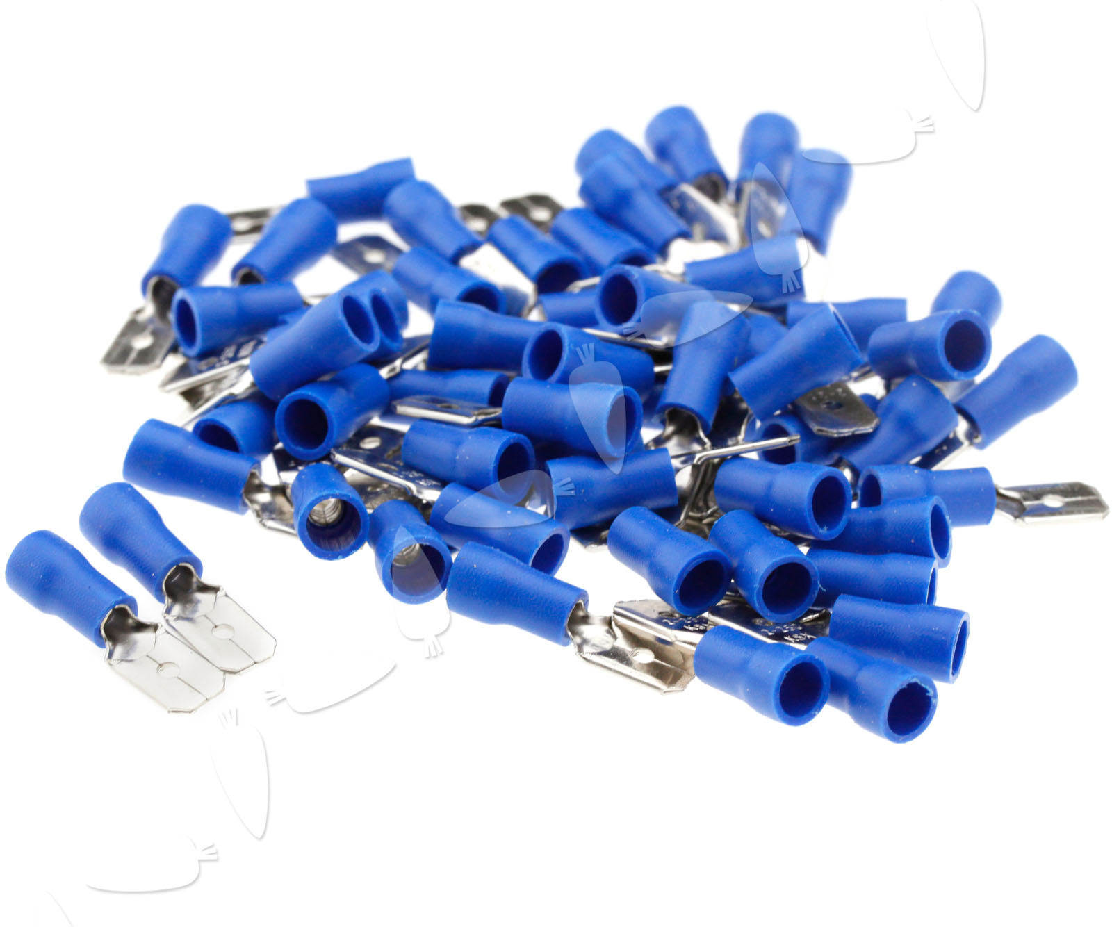 100 x Blue Insulated Crimp Male Electrical Spade Connector Terminals 6 ...