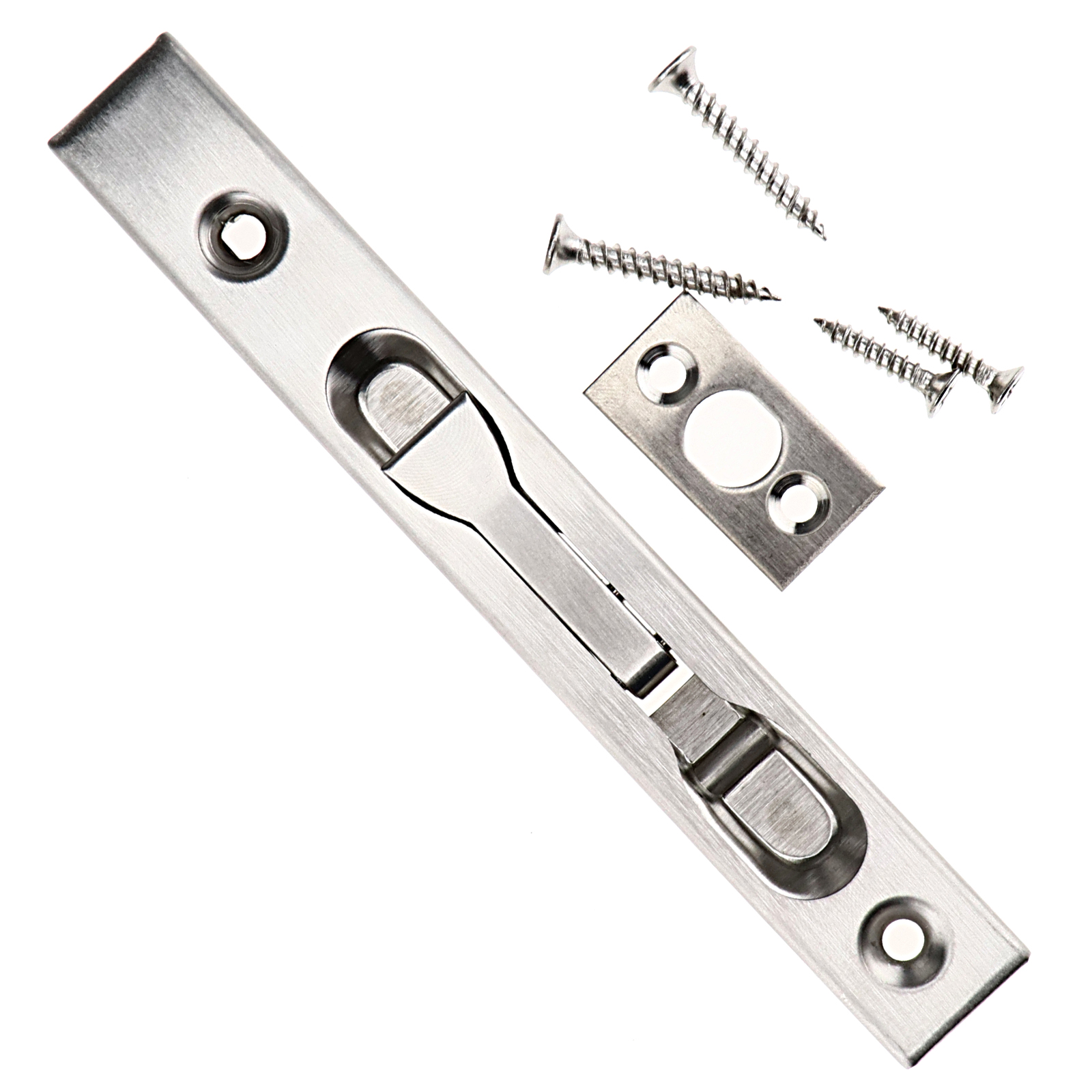 Stainless 6 Inch Safety Door Bolt w/ Mounting Screws Door Guard Flush ...