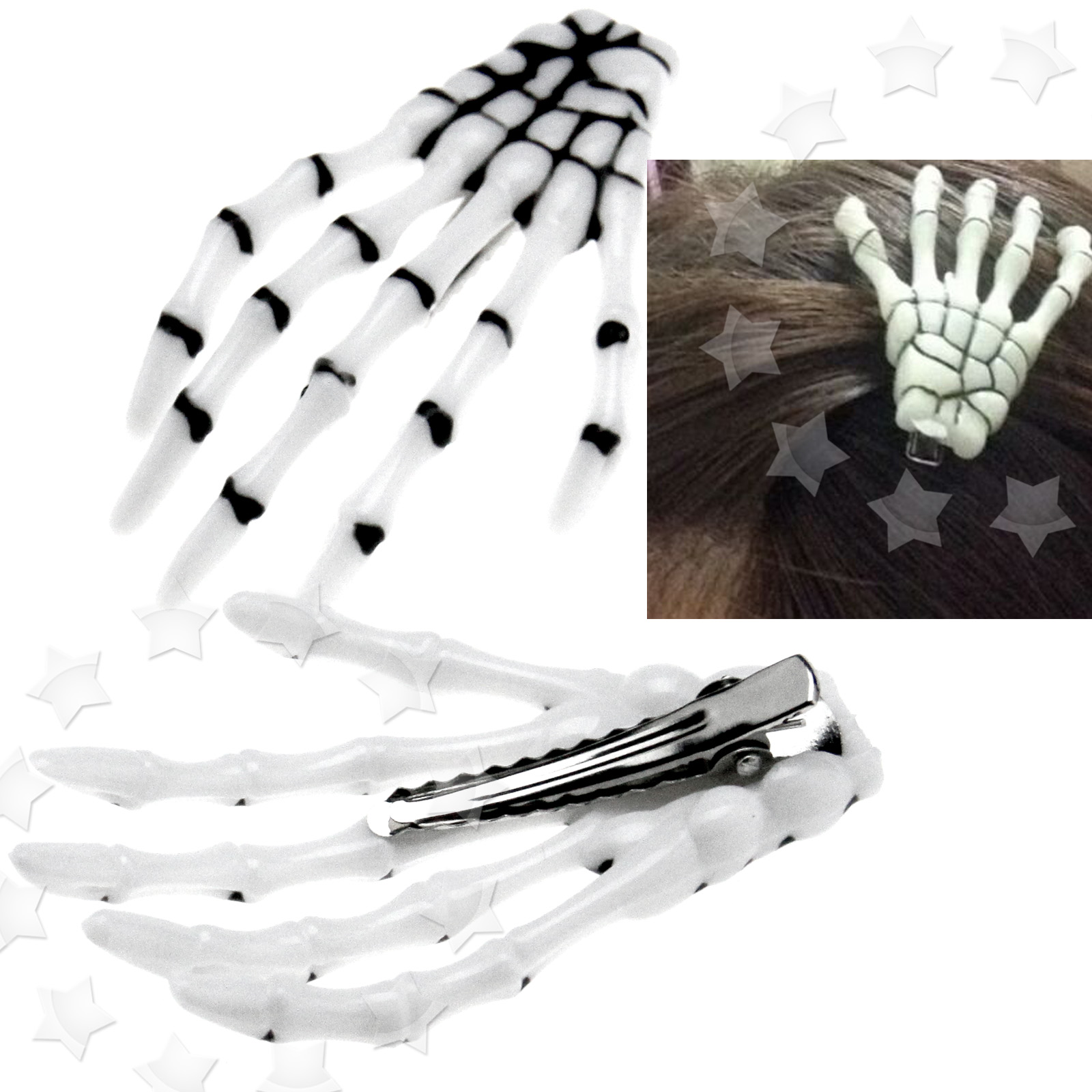 2 x Creative Skull Hair Clip Skeleton Claw Hand Bone Hairpin Stylish | eBay