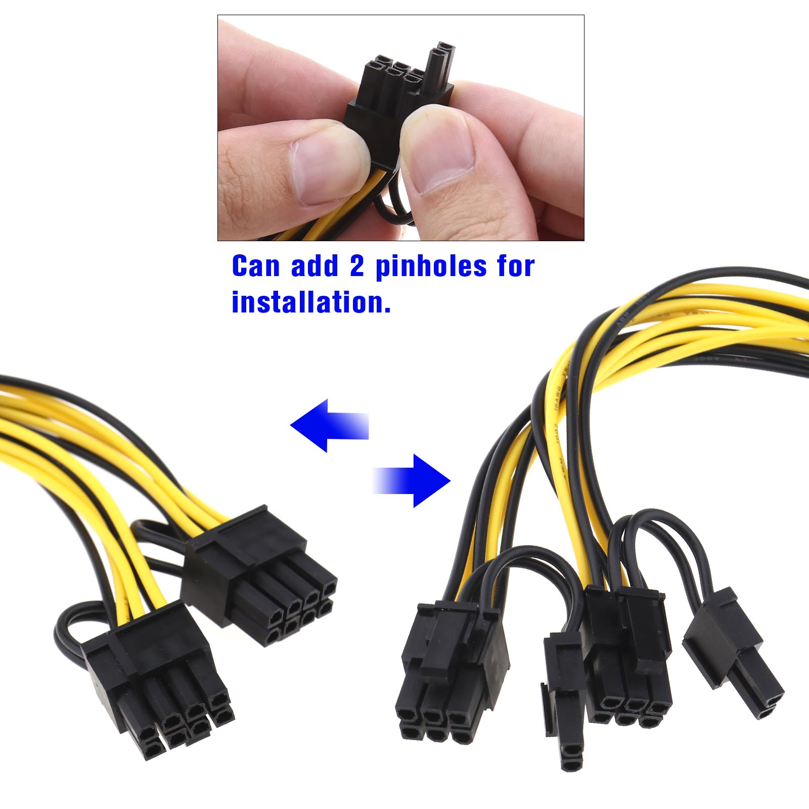 8pin Female To 2way 6pin Male Pcie Vga Power Cable For Nvidia Ati Radeon Ebay 9395