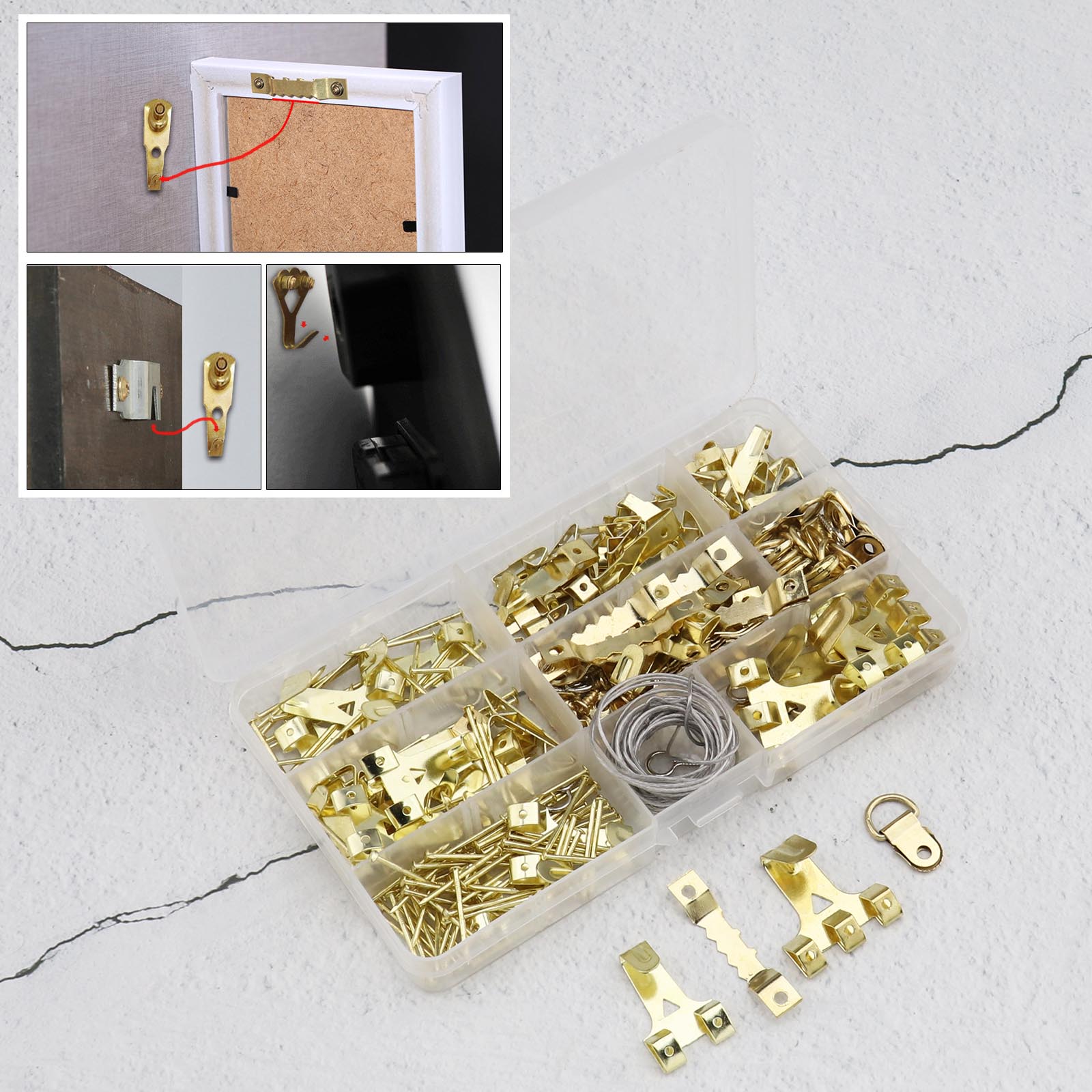 280Pcs Photo Picture Hanging Frame Hooks Nails and Hardware Wire Wall