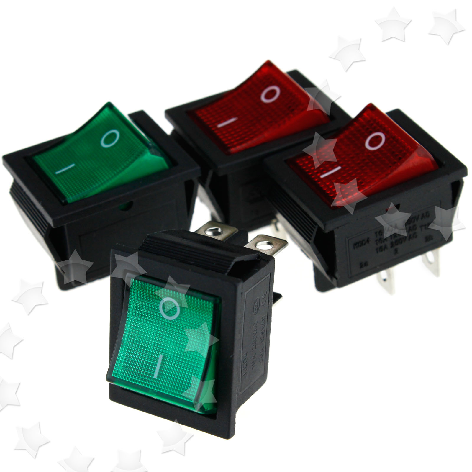 2 Pairs Red/Green Rocker On/Off Switch 16 A 250V 0-I Sign | eBay