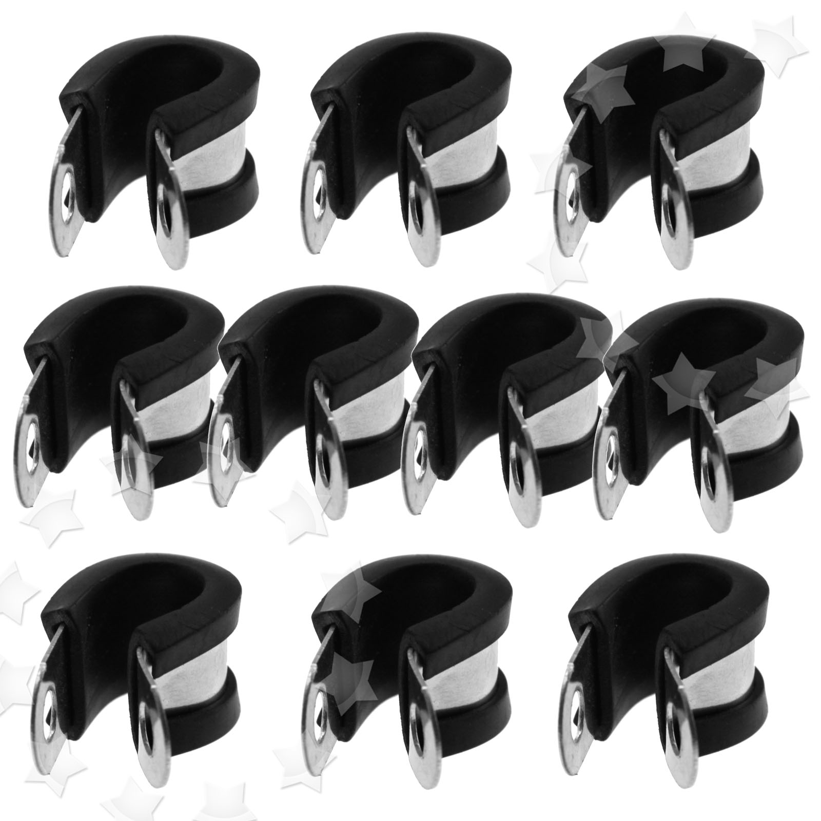 10 x P Clips Rubber Lined 304 Steel Pipe Tube Cable Mounting Bracket 5 ...