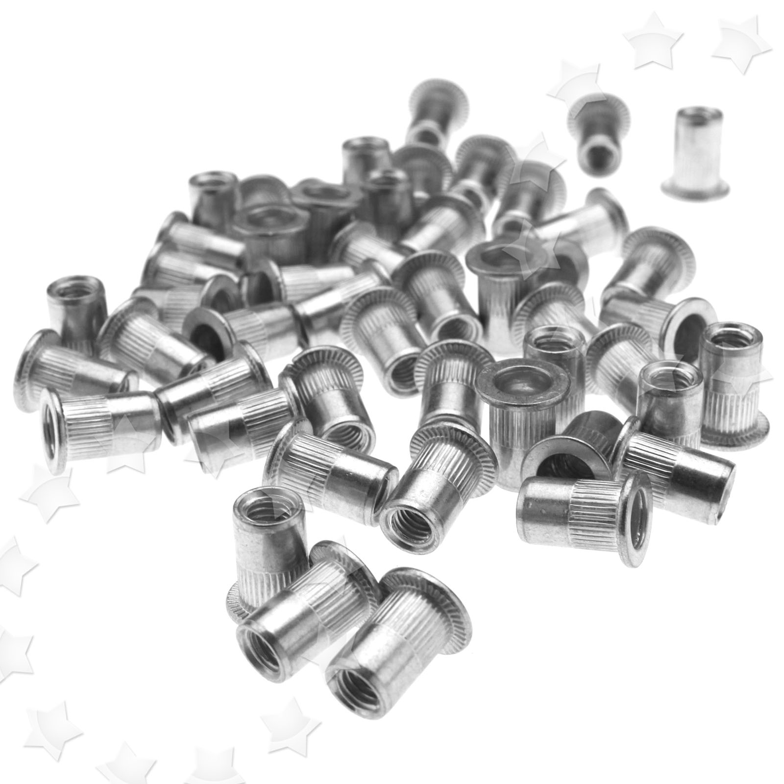 50X M6 GROOVED-SERRATED KNURLED LARGE HEAD RIVNUTS RIVET NUTS INSERT ...