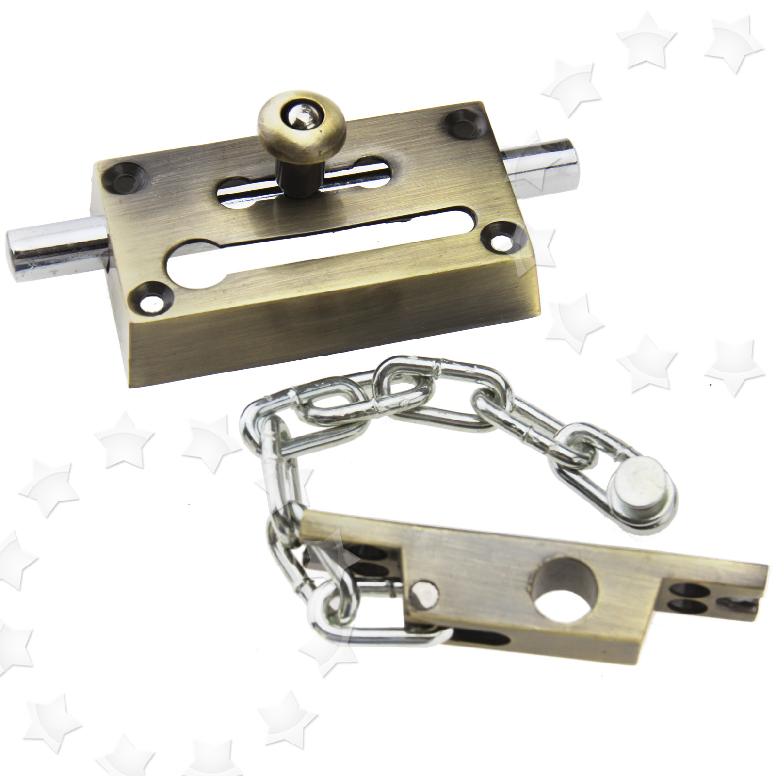 Door Chain Safety Lock Bolt Screws Bronze Alloy Home Guard Latch Door ...