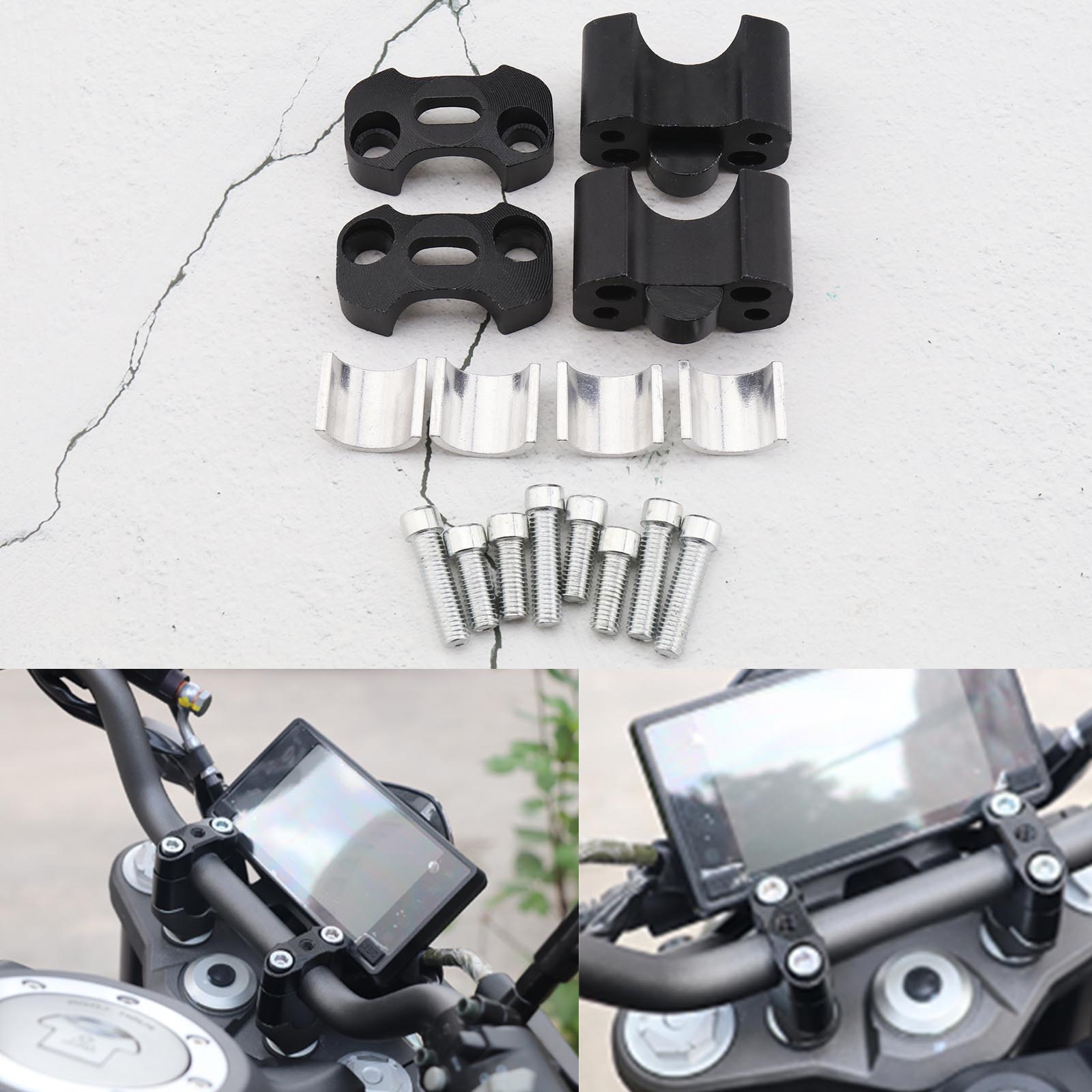 Handlebar Accessories Pair Motorcycle Handlebar Risers Mount Clamp Set Black EBay