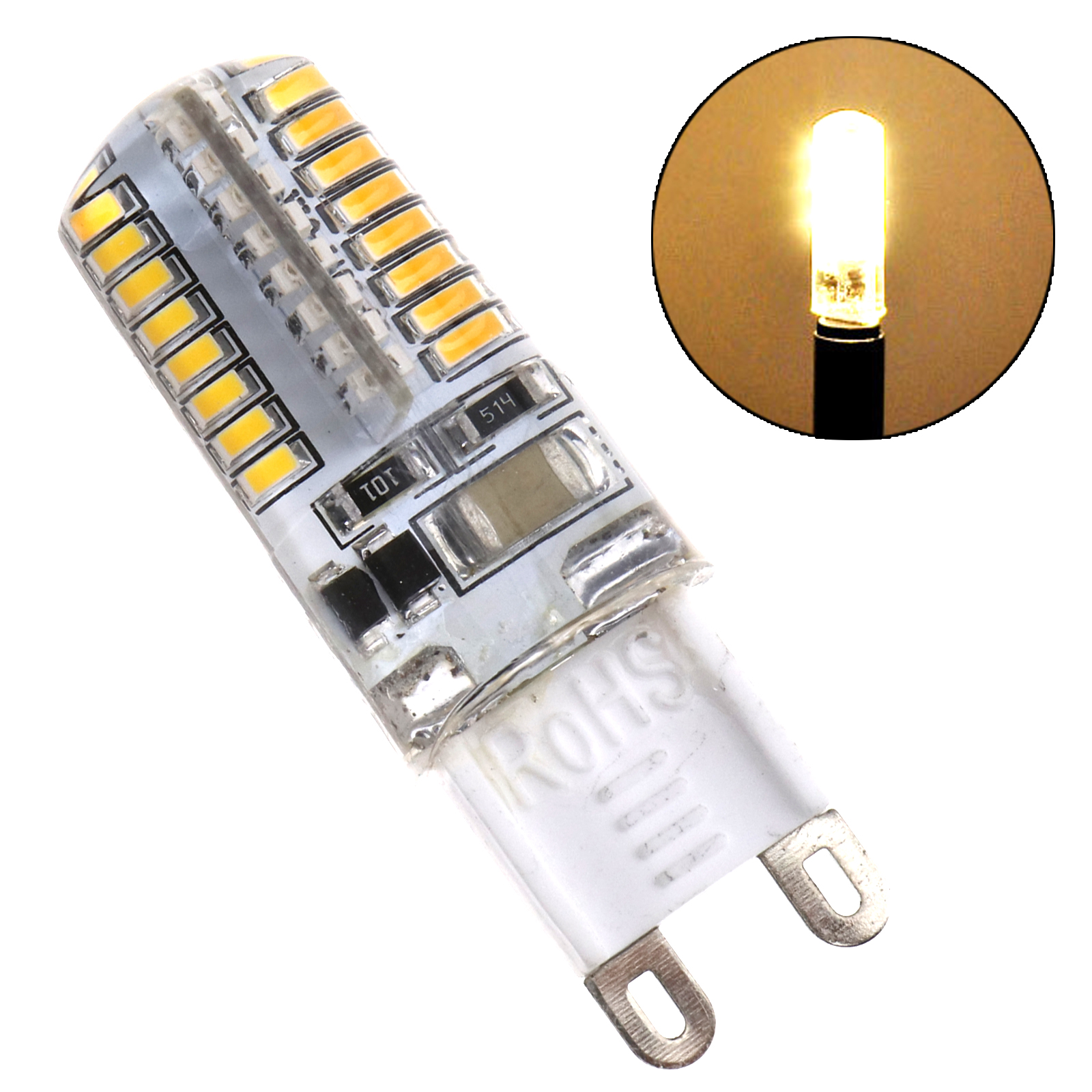 5/10X Silicone Warm/Cool White LED Light Bulb G9 3W LED 3014 SMD Corn