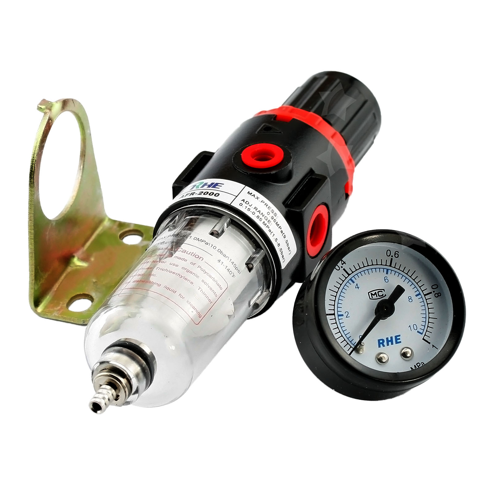 Air Pressure Regulator Sprayer Pressure Gauge & In-Line Oil Trap Filter ...