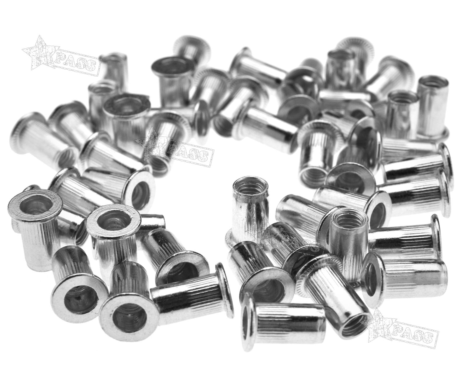 New 50pcs M5 Grooved-Serrated Knurled Large Head Rivnuts Rivet Nuts ...