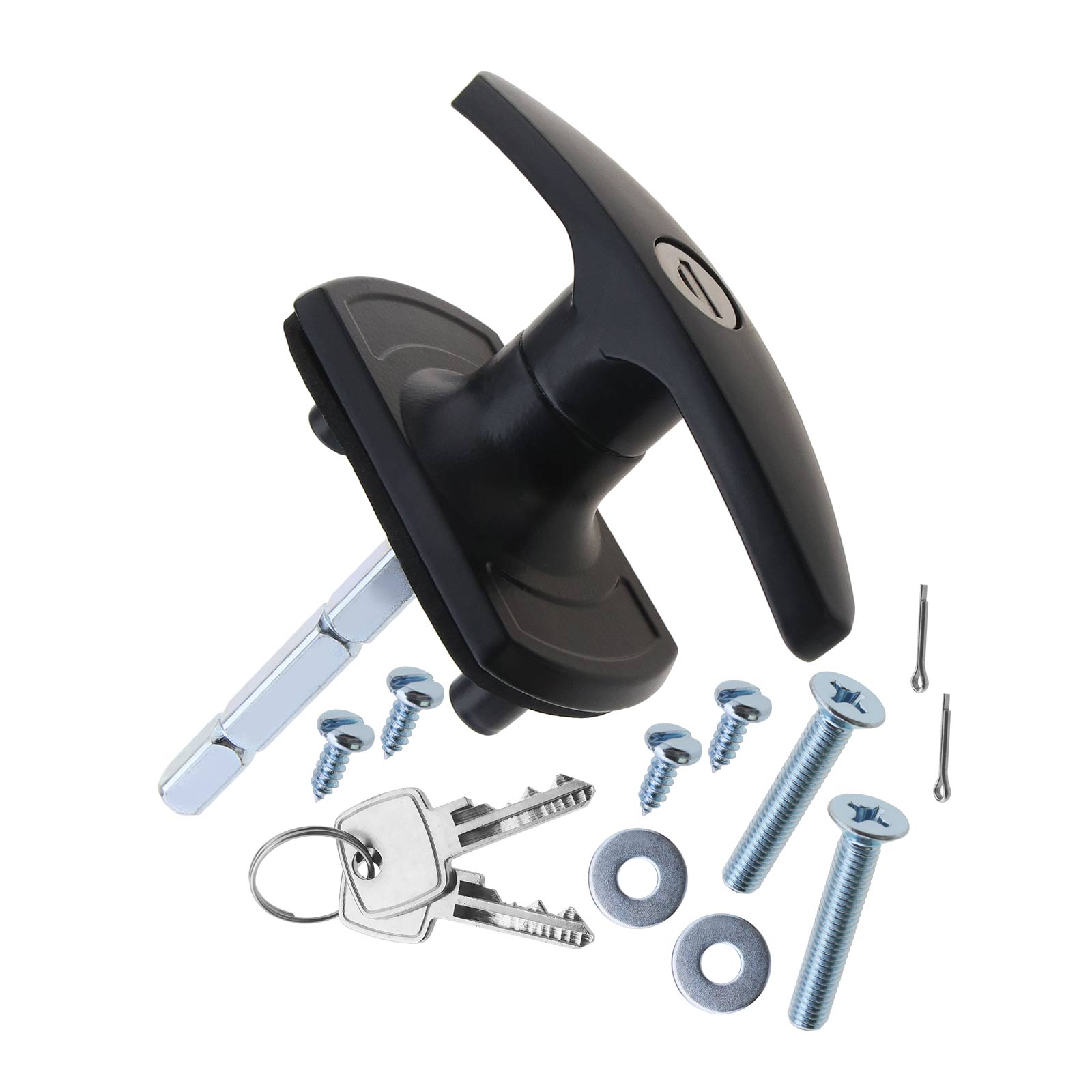 18mm Spigot Black T Handle Garage Door Lock 75mm Spindle For