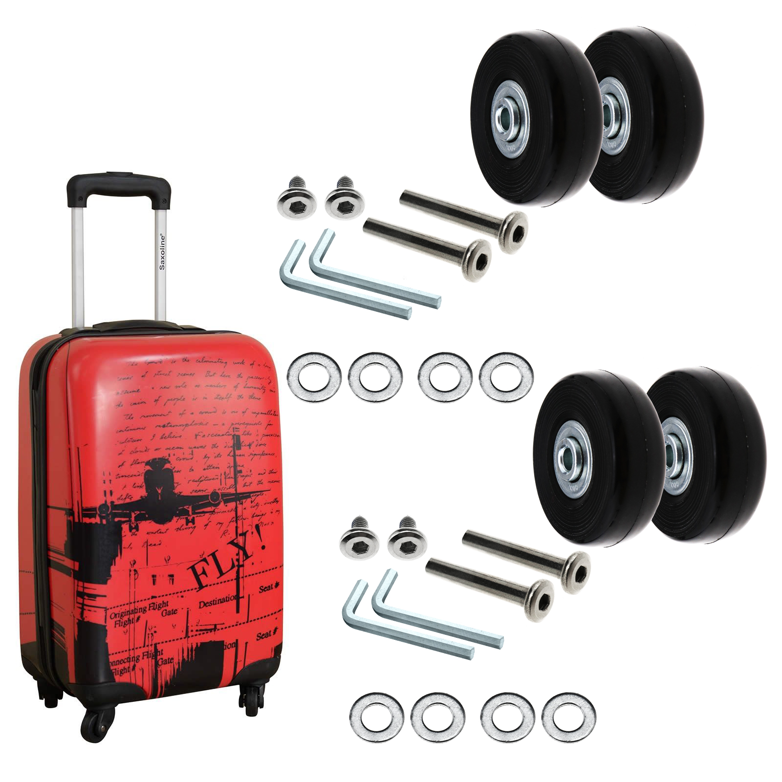 2/4er Ersatzrad Reparatursatz für Trolley Gepäckkoffer