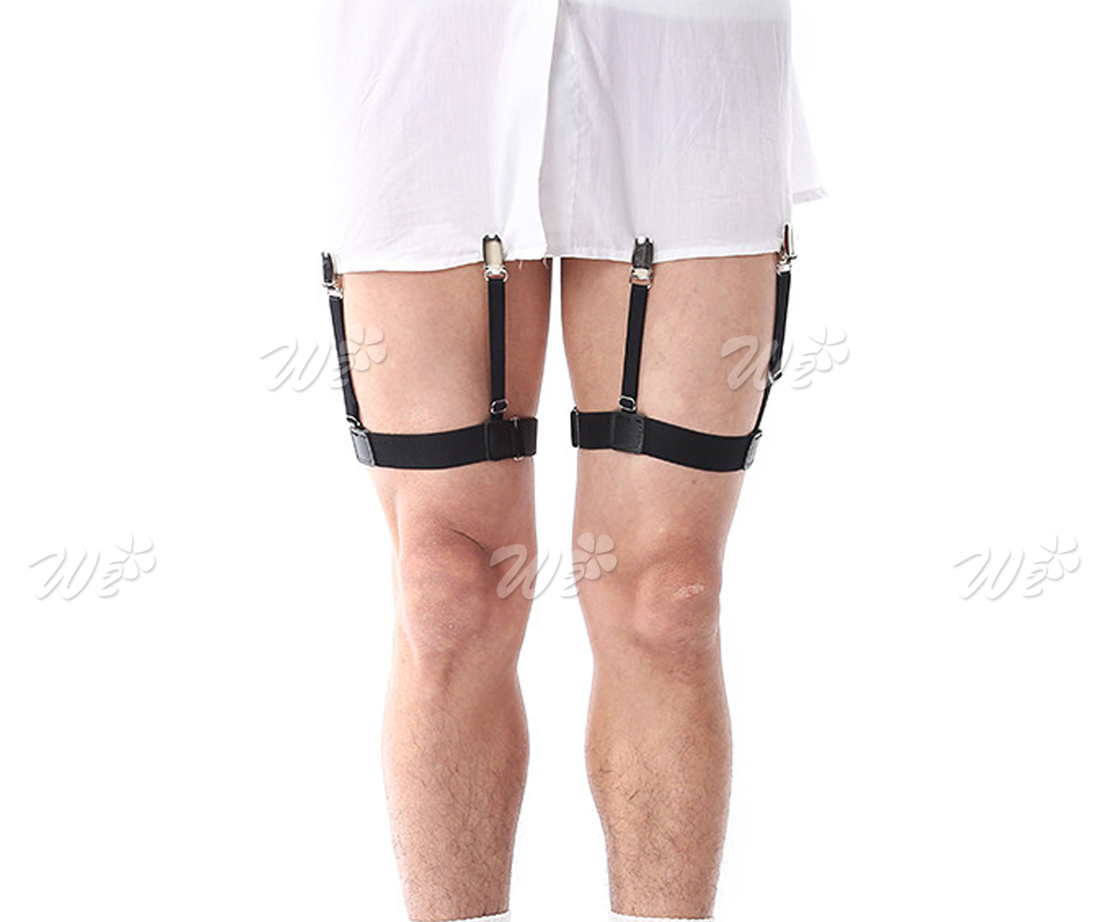 2 Pcs Men Shirt Stay Elastic Garter Belt Sock Holder Clip Non Slip