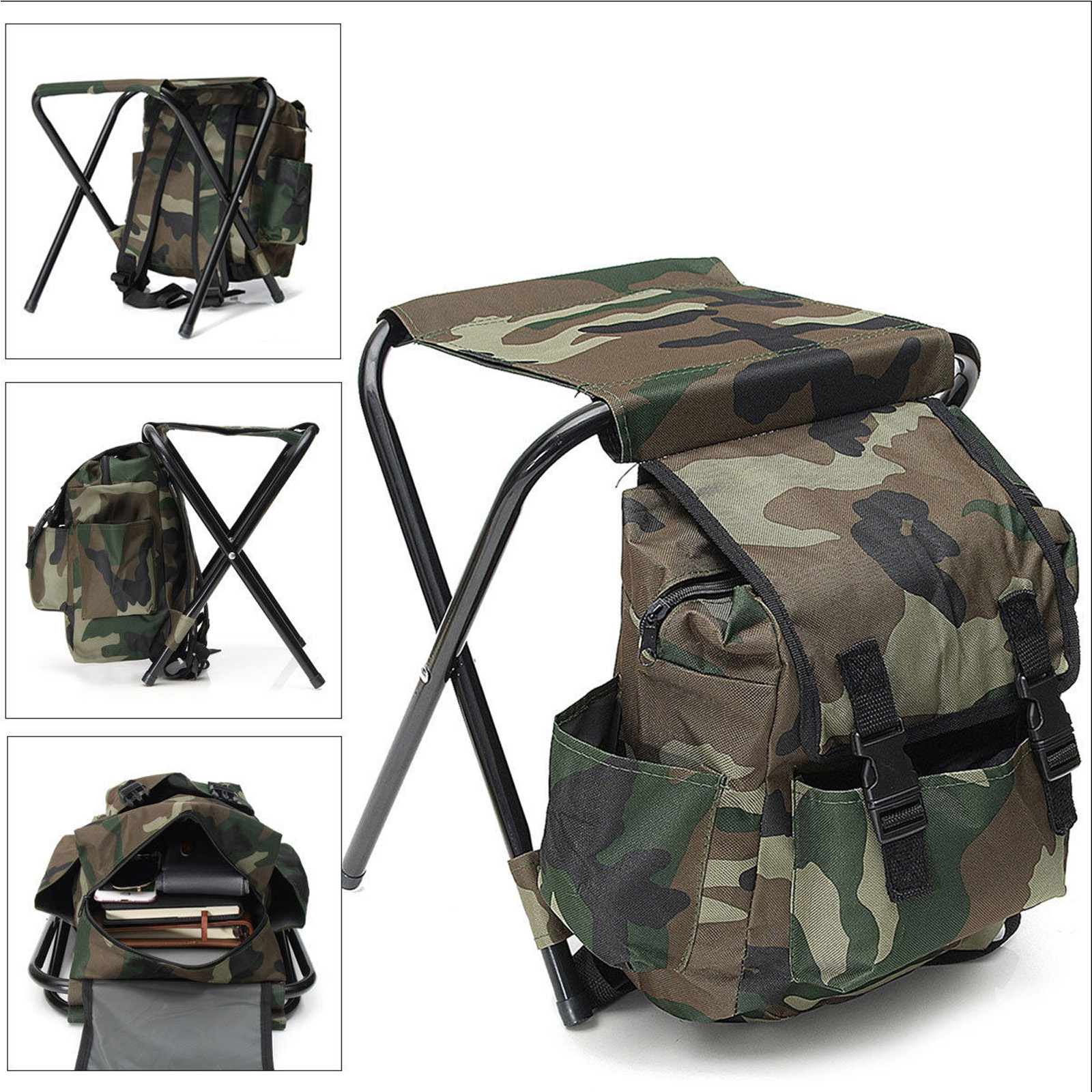 2in1 Folding Fishing Stool Backpack Seat Chair Hunting Sports Bag ...