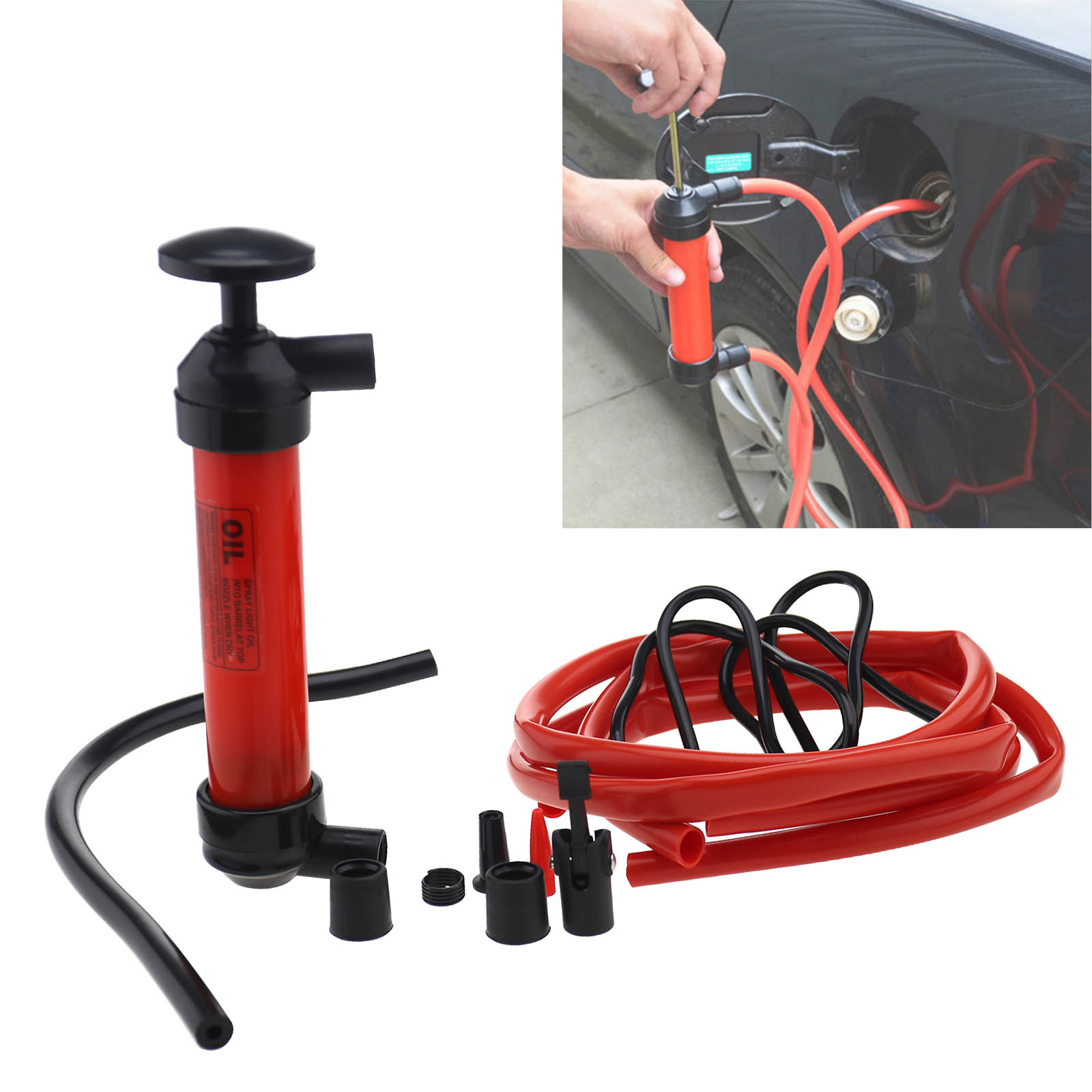 FUEL TRANSFER SYPHON Pump Car Vehicle Petrol Diesel Water Portable Hand ...