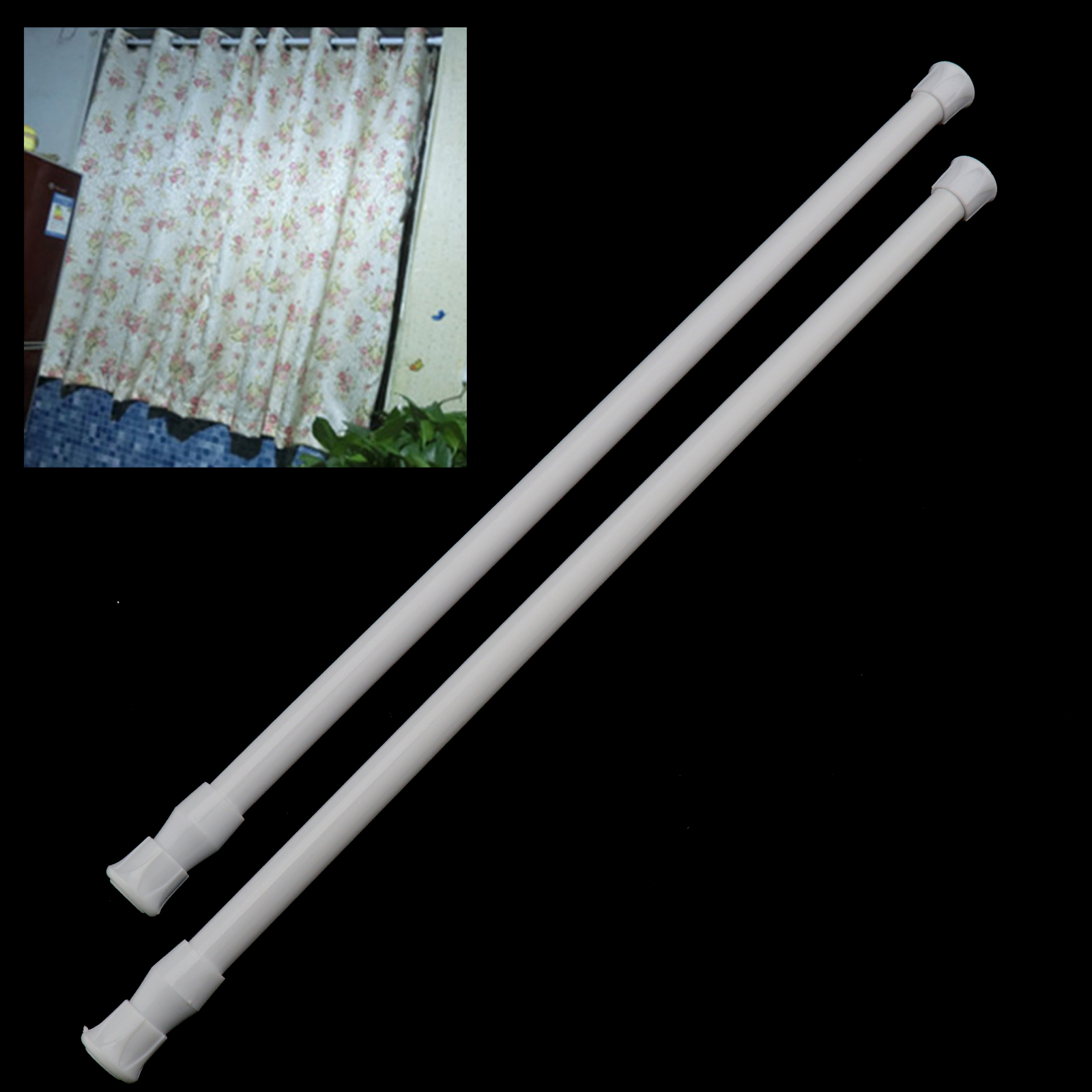 Spring Loaded Extendable Telescopic Net Voile Tension Curtain Rail Pole
