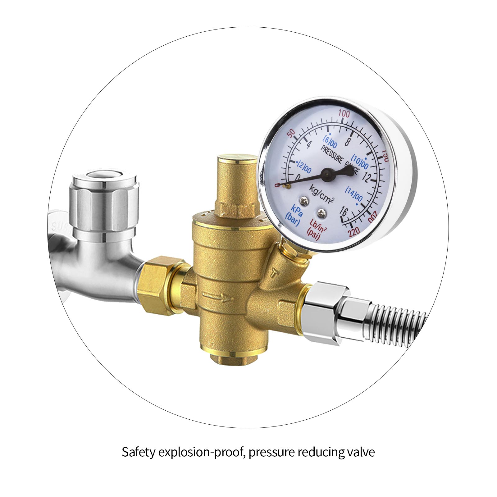 DN15 Water Control Pressure Regulator Valve With Pressure Gauge Meter 1 ...