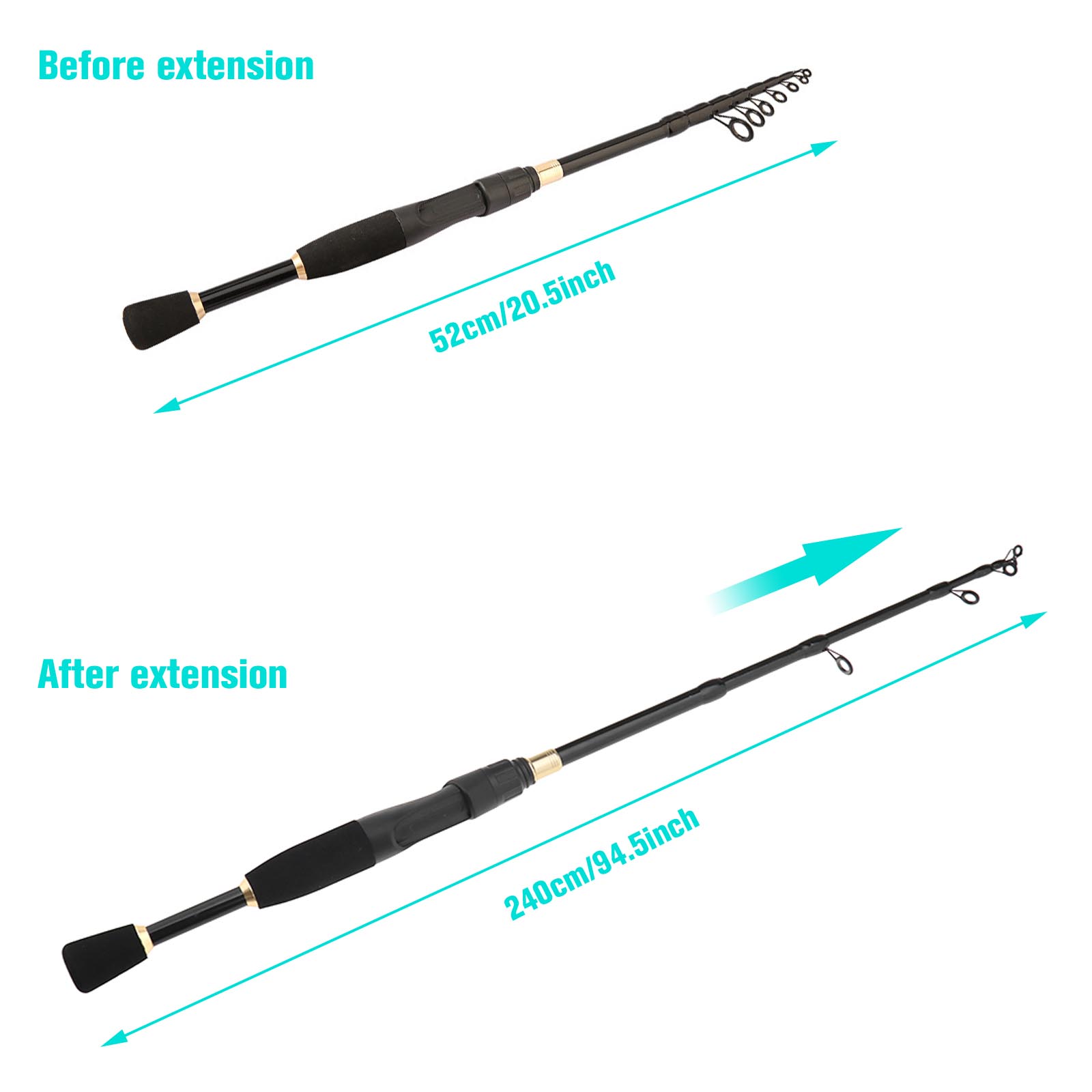 7.9Ft Telescopic Fishing Rod for Saltwater Freshwater Coarse Lure